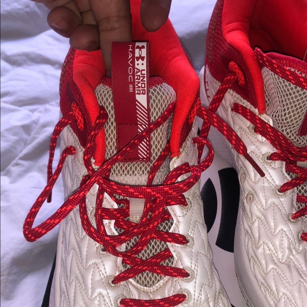Under Armour White & Red Athletic Sneakers - Picture 6 of 10